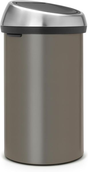 Brabantia Touch Bin, Mülleimer, Abfalleimer, Papierkorb, Deckel, Platinum, 60 L, 402463