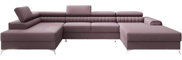 Designer Sofa Collina mit Schlaf- und Klappfunktion Stoff Rosé Links