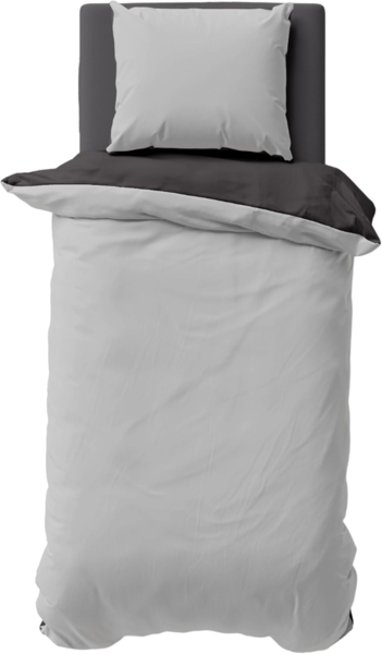 One Home Bettwäsche Doubleface, Biber, 2 teilig, Uni Wende, kuschelig flauschig warm weich Winter Normalgröße