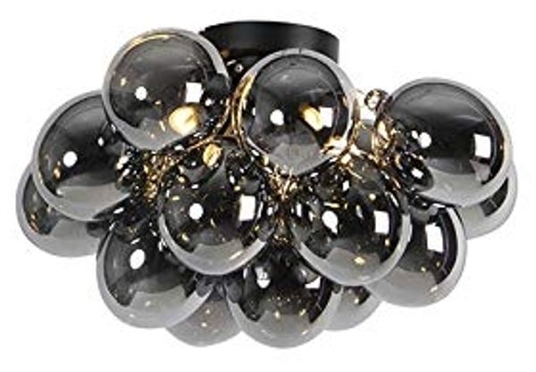 Qazqa Deckenleuchte Uvas, ohne Leuchtmittel, Warmweiß, QAZQA Deckenleuchte, g9, Schwarz, Glas, Design