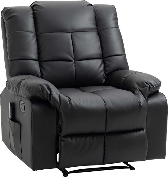 HOMCOM Massagesessel Fernsehsessel Elektrisch Relaxsessel mit Massagefunktion Kunstleder Holz Stahl Schaumstoff Schwarz 94 x 99 x 99 cm