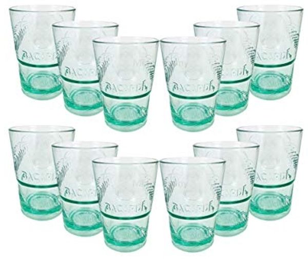 Bacardi Rum KUNSTSTOFF Glas - Gläser Set - 12x Kunststoff Gläser Mojito Longdrinkglas Cuba Libre Cocktail Bar