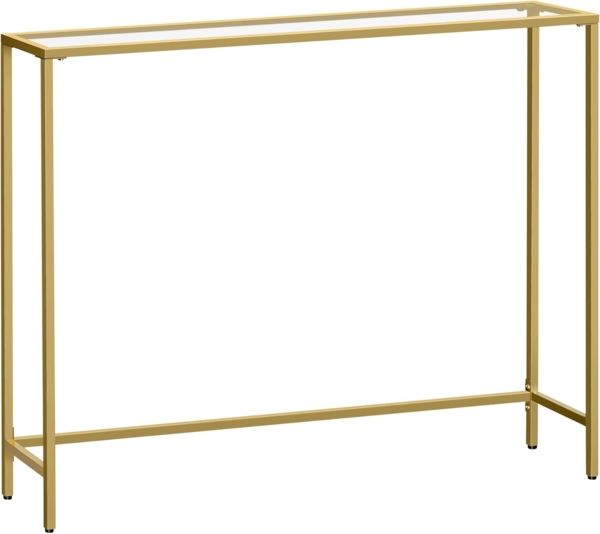 Songmics 'Vasagle' Konsolentisch aus Hartglas, verstellbare Füße, gold, 20 x 100 x 80 cm