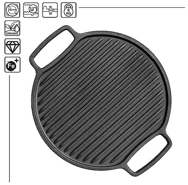 4BIG. fun Grillplatte, geriffelt, Gusseisen schwarz, 36,0 cm Bild 5