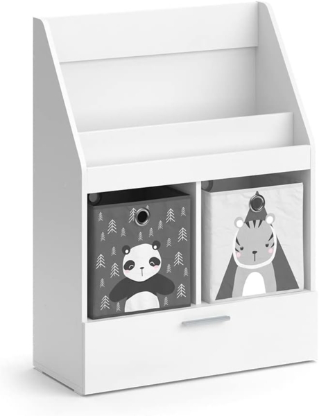 Kinderregal Luigi Weiß 72 x 96.2 cm mit Schublade und 2 Faltboxen opt. 2 Vicco