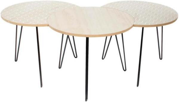 HOME DECO FACTORY Tabelle, Holz, Metall, Beige/Weiß, Einheitsgröße HD3881, beige/weiß Bild 1
