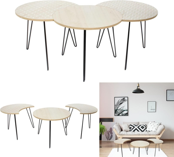 HOME DECO FACTORY Tabelle, Holz, Metall, Beige/Weiß, Einheitsgröße HD3881, beige/weiß Bild 7