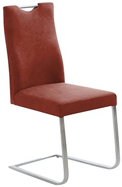 Komfort & Wohnen Esszimmerstuhl Freischwinger Schwingstuhl Bezug in Microfaser Bordeaux