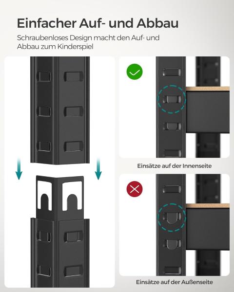 Songmics Schwerlastregal mit 5 Ablagen, Stahl / MDF, Schwarz / Vintagebraun, 160 x 40 x 80 cm Bild 5