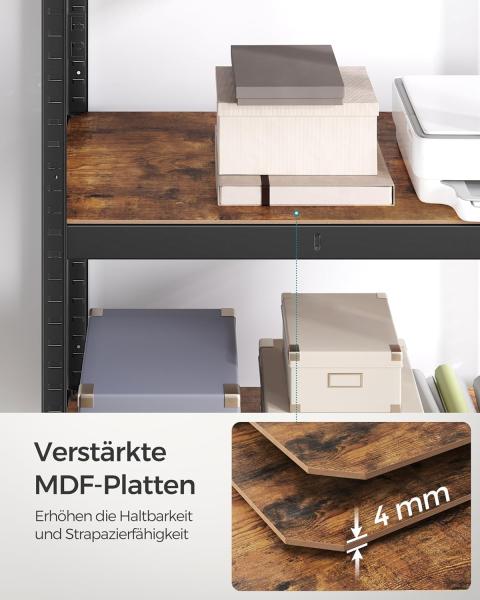 Songmics Schwerlastregal mit 5 Ablagen, Stahl / MDF, Schwarz / Vintagebraun, 160 x 40 x 80 cm Bild 8