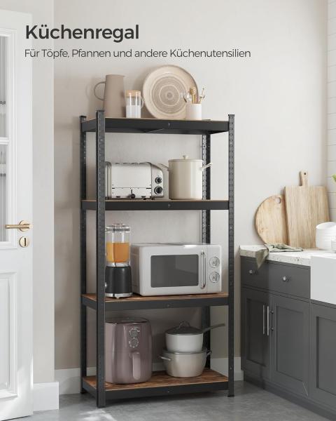 Songmics Schwerlastregal mit 5 Ablagen, Stahl / MDF, Schwarz / Vintagebraun, 160 x 40 x 80 cm Bild 2
