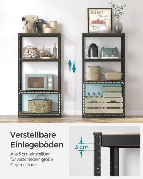 Songmics Schwerlastregal mit 5 Ablagen, Stahl / MDF, Schwarz / Vintagebraun, 160 x 40 x 80 cm Bild 4