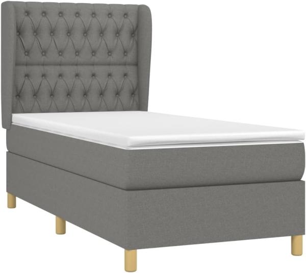 vidaXL Boxspringbett mit Matratze Dunkelgrau 100x200 cm Stoff 3128742