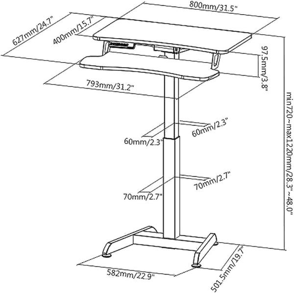 Maclean MC-835 Elektrisch Höhenverstellbarer Computertisch Arbeitstisch bis 37 kg Steh- & Sitzposition 72-122 cm Höhenverstellung Bild 2