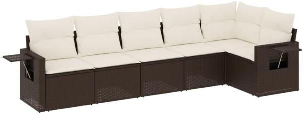 vidaXL 6-tlg. Garten-Sofagarnitur mit Kissen Braun Poly Rattan 3252530