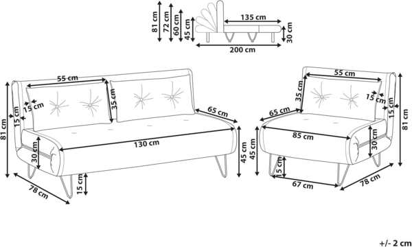 Wohnzimmer Set VESTFOLD Schwarz Samtstoff Bild 3
