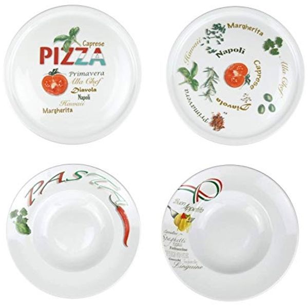 Retsch Arzberg Pastateller 4er Set Pizza und Pasta' mit 2 Pizzateller und 2 Pastateller, Spülmaschinengeeignet