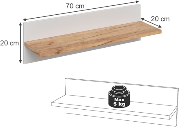 Wandregal Kinderzimmer Malia Weiß/Artisan 70x20 cm Vitalispa Bild 3