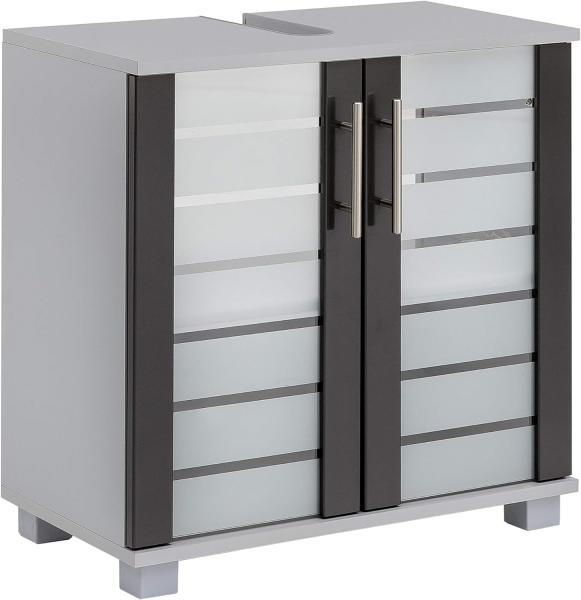 Schildmeyer Niko Waschbeckenunterschrank 113295, silber glanz-anthrazit glanz, 59,8/32,6/62,4 cm