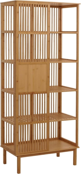 Mendler 'HWC-N81' Badregal mit 3 Regalböden und Schiebetür, Bambus natur, 80 x 45 x 186 cm Bild 4