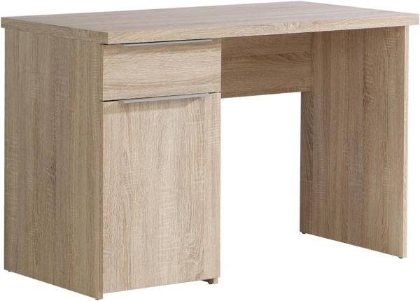 Forte Opus Schreibtisch mit 1 Schublade und 1 Tür, Sonoma Eiche, Weiß, B x H x T: 110 x 76,5 x 60 cm