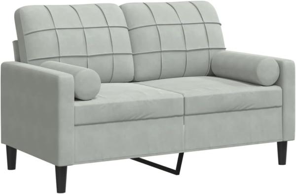 2-Sitzer-Sofa mit Zierkissen Hellgrau 120 cm Samt 3278209