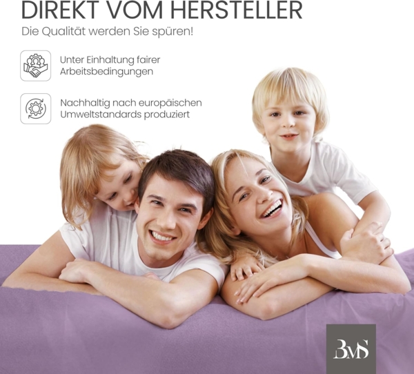 Bettwaesche-mit-Stil Mako-Satin Spannbettlaken flieder rosa 180x200cm Höhe 5-10cm Bild 7