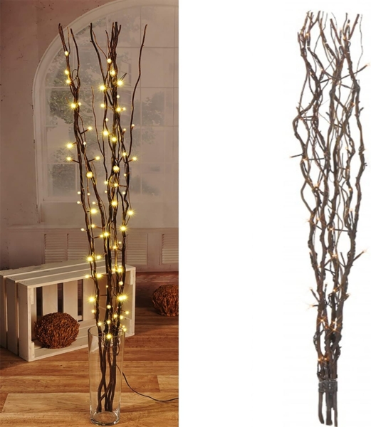 Lichterzweige / Dekozweig braun mit 80 LEDs