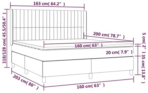 vidaXL Boxspringbett mit Matratze & LED Dunkelblau 160x200 cm Samt 3139695 Bild 2