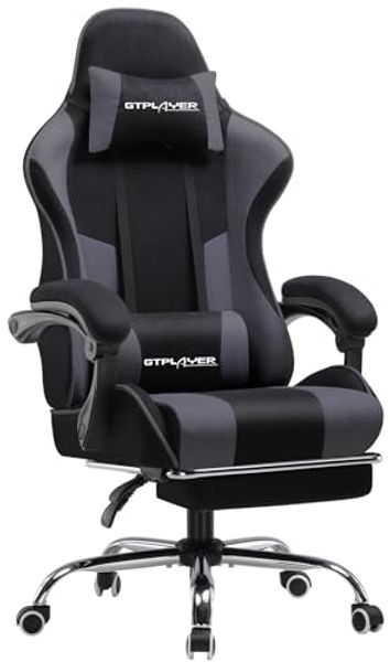 GTPLAYER Gaming-Stuhl Bürostuhl mit Massagefunktion, Fußstütze, Kopfstütze (Packung), Ergonomischer Gamer Stuhl Maximale Belastung 150 kg, 360° drehbar