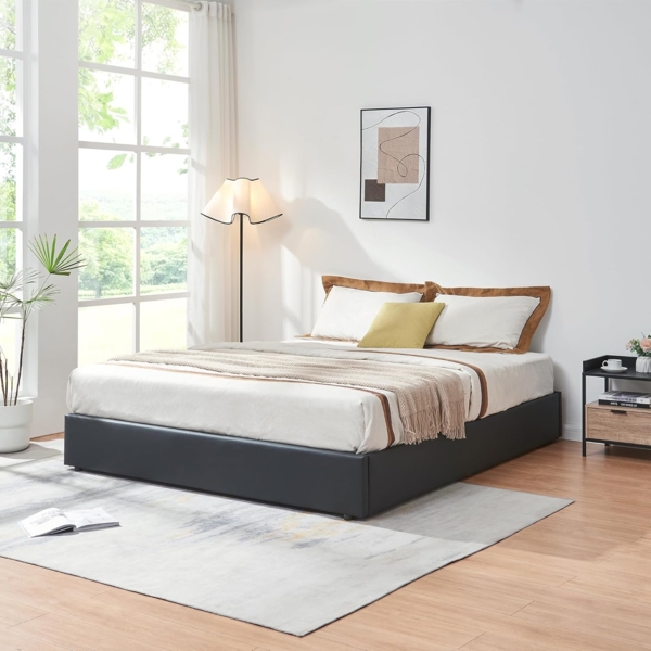 Polsterbett Nola 160x200 cm Kunstleder Schwarz [en. casa]