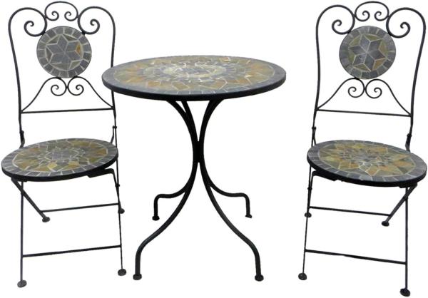 3-teiliges Mosaik Sitzgarnitur Bistromöbel Gartengarnitur Tisch Stühle