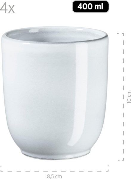 Frühstücksgeschirr Set für 4 Personen mit henkellosen Kaffeebechern, moderne nordische Formen, 12-teiliges Service; Blau Bild 4