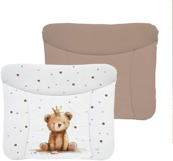 Ceba Baby® weiche Wickelauflage 75x72 cm - Doppelseitige Baby Wickelunterlage - Wickeltischauflage für Junge und Mädchen - Wasserdicht, abwaschbar - OEKO-TEX - Made in EU - Prinz Bär