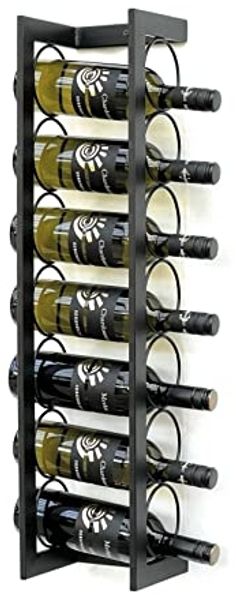 DanDiBo Weinregal Metall Wand 75 cm Schwarz Flaschenregal Kantate Flaschenhalter Wandmontage Modern Wandhalter Wandregal für 7 Flaschen