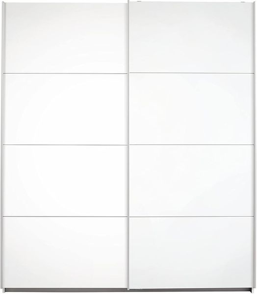 Rauch Möbel Caracas Schrank Kleiderschrank Schwebetürenschrank Weiß 2-türig inkl. Zubehörpaket Premium 6 Einlegeböden, 2 Kleiderstangen, 1 Hakenleiste, Türdämpfer-Set, BxHxT 181 x 210 x 62 cm