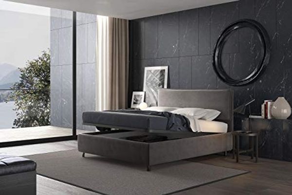 Talamo Italia - Schlafsofa Algisa, Großes 2-Sitzer-Sofa, 100% Made in Italy, Wohnzimmersofa mit drehbarer Öffnung, aus gepolstertem Stoff, mit schmalen Armlehnen, Cm 180x95h90, Blau