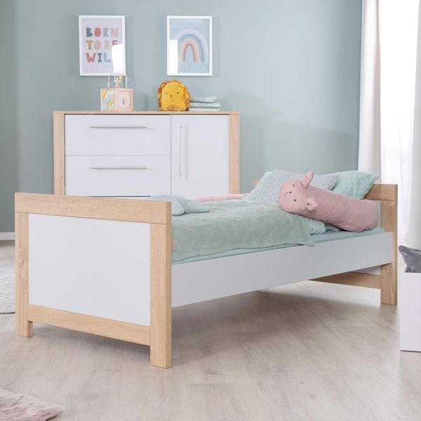 roba Kinderzimmerset 'Matilda' 2-teilig - Bett 70 x 140 - Wickelkommode - Lichtgrau / Artisan Eiche