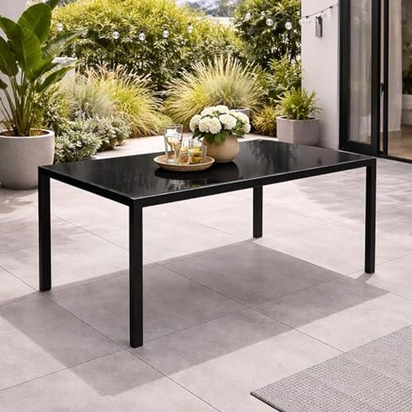 Gartentisch Esstisch Outdoor Tisch Glastisch Gartenmöbel 150x80 cm