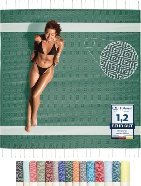 furora HOLIDAY Strandtuch XXL groß 200x200 cm Strand Tuch, aus Baumwolle, Stranddecke, Vielseitig, schöne Farben, hochwertige Verarbeitung