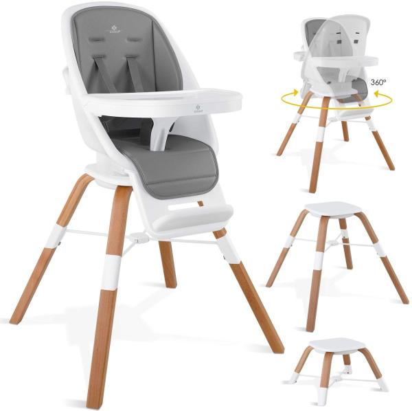 KESSER® 3in1 Toni Kinderhochstuhl, Wasserdicht, höhenverstellbar Beine, Weiß/Grau