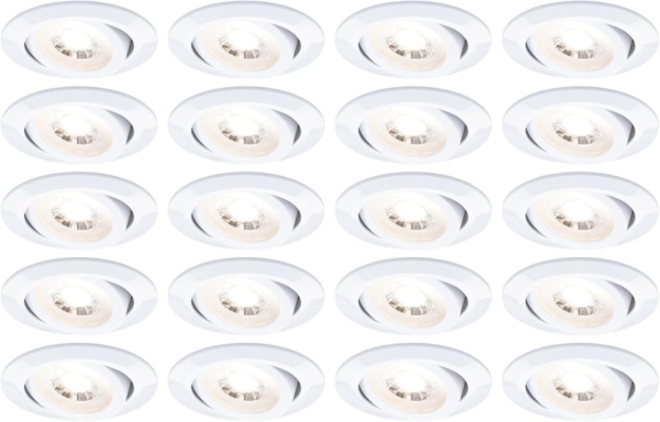 Paulmann 99997 LED Einbauleuchten 20er-Set schwenkbar 3000K Weiß