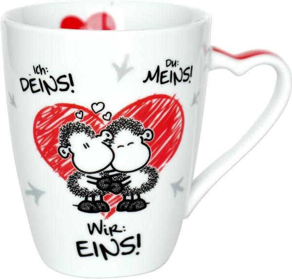 Sheepworld 45183 Tasse Ich: Deins! Du: Meins! Wir: Eins!, Porzellan, 30 cl, Geschenktasse mit Liebesmotiv