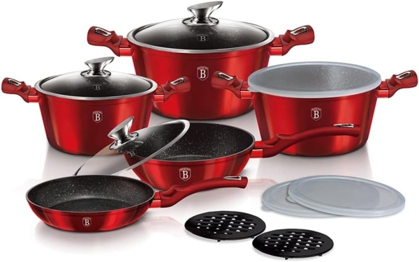 Berlinger Haus Berlinger Haus Satz Töpfe 13 Elemente Metallic Line Burgundy BH7030