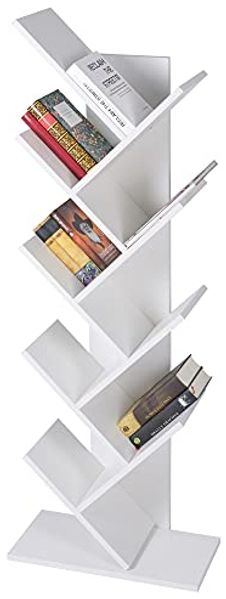 ML-DESIGN Bücherregal Bodenstehendes Regal Aktenregal Aufbewahrungregal, 9 Ebenen Baumform 50x25x140cm Weiß Holz