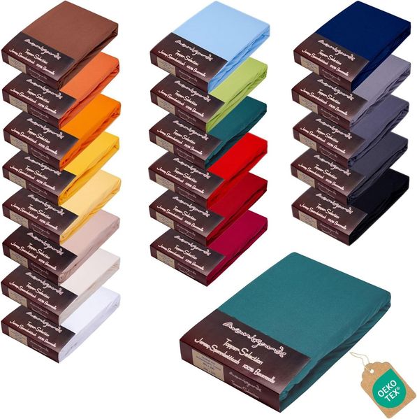 AVANTGARDE Premium Topper SPANNBETTLAKEN - 180x200-200x220 cm - für Boxspringbett Topper Auflage - extra niedriger Steg - Spannbetttuch sehr Gute ca. 170g/m² - 100% Jersey Baumwolle (15 Dunkelgrün)