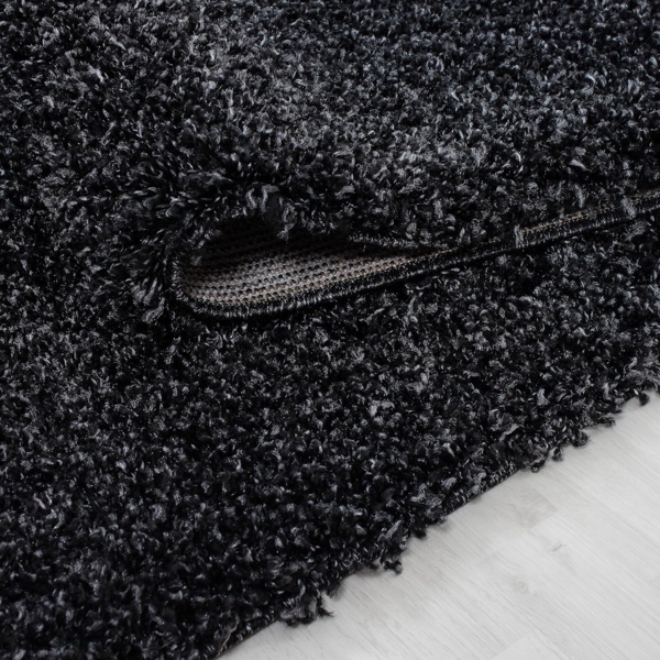 HomebyHome Teppich Rund Hochflor 120 cm Rund - Shaggy Runder Teppich Wohnzimmer Anthrazit Extra Weich und Flauschig - Waschbarer Langflor Teppiche für Schlafzimmer, Küche, Flur - Carpet, Halı, Kilim Bild 4