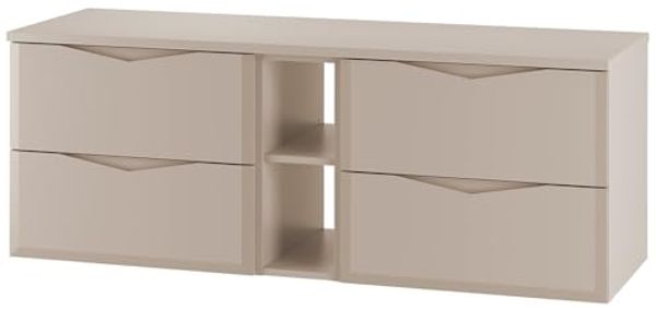 Lomadox Waschbeckenschrank DORIDA-140 Waschtischunterschrank Badezimmerschrank 140 cm breit modern kaschmir
