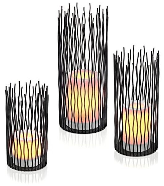 African Style Batterie Dekoleuchten SIMBA 3er Set, 5 Std. Timer