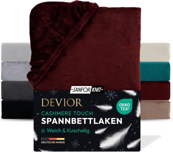 Devior Spannbettlaken Spannbetttuch Cashmere Touch Bettlaken Flausch Warm, Nicki, Gummizug: Rundumgummizug, Matratzen Bezug bis 22cm Matratzenhöhe Kuschelig Flauschig